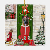 German Shepherd Dog Christmas Keramikornament (Rückseite)