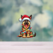 German Shepherd Dog Christmas Lights Weihnachtsman Acrylschild (Neutral)