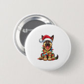 German Shepherd Dog Christmas Lights Weihnachtsman Button (Vorne & Hinten)