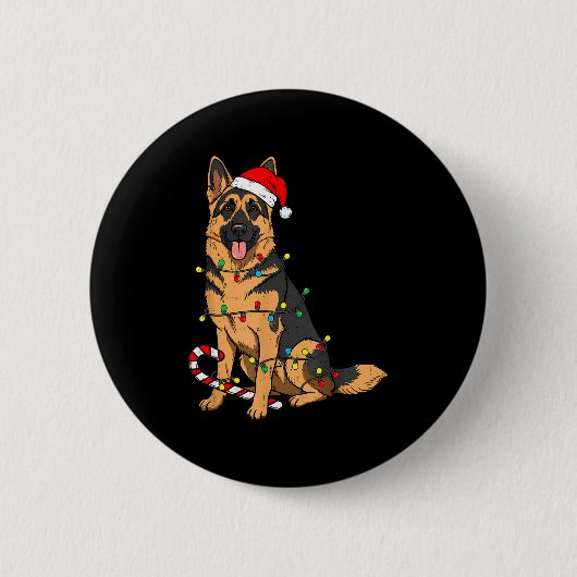 German Shepherd Dog Christmas Lights Xmas Pet Dog Button (Vorderseite)