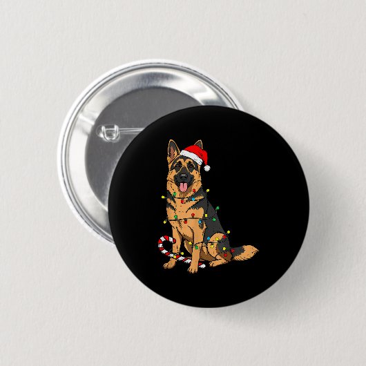 German Shepherd Dog Christmas Lights Xmas Pet Dog Button (Vorne & Hinten)