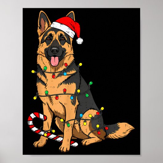 German Shepherd Dog Christmas Lights Xmas Pet Dog Poster (Vorne)