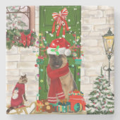 German Shepherd Dog Christmas Steinuntersetzer (Vorderseite)