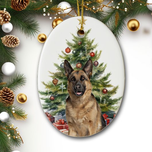 German Shepherd Dog Christmas Tree Keramik Ornament