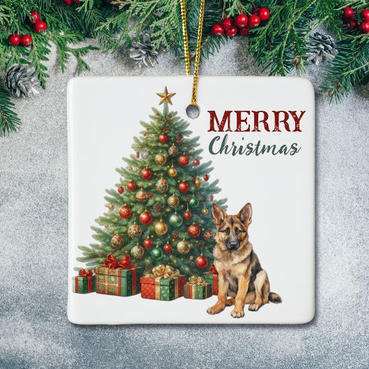 German Shepherd Dog Christmas Tree Keramikornament