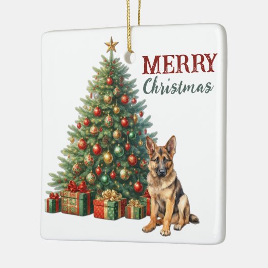 German Shepherd Dog Christmas Tree Keramikornament (Links)