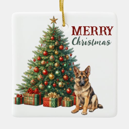 German Shepherd Dog Christmas Tree Keramikornament (Vorderseite)