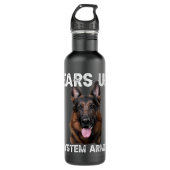 German Shepherd Dog Ears Up System Armed Edelstahlflasche (Vorderseite)