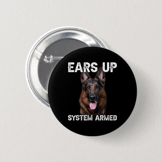 German Shepherd Dog Ears Up System Armed T Shirt  Button (Vorne & Hinten)