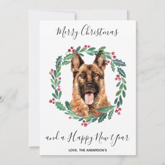 German Shepherd Dog Elegant Frohe Weihnachten (Vorderseite)