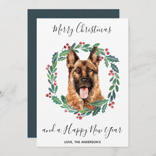 German Shepherd Dog Elegant Frohe Weihnachten (Vorne/Hinten)