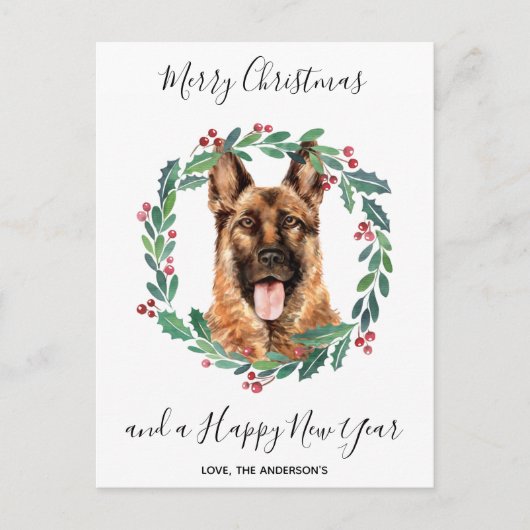 German Shepherd Dog Elegant Frohe Weihnachten (Vorderseite)