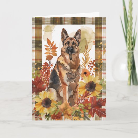 German Shepherd Dog Fall Erntedank Karte (Vorderseite)