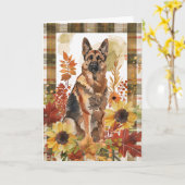 German Shepherd Dog Fall Erntedank Karte (Gelbe Blume)