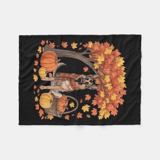 German Shepherd Dog Fall Scarf Pumpkin Autumn Than Fleecedecke (Vorderseite (Horizontal))