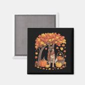 German Shepherd Dog Fall Scarf Pumpkin Autumn Than Magnet (Vorderseite/Rückseite)