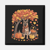German Shepherd Dog Fall Scarf Pumpkin Autumn Than Magnet (Vorne)