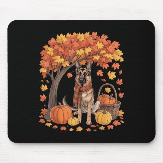 German Shepherd Dog Fall Scarf Pumpkin Autumn Than Mousepad (Vorne)