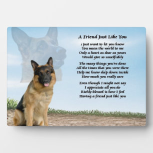 German Shepherd Dog Friend Gedicht Plaque Fotoplatte