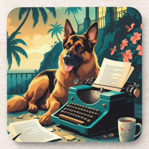 German Shepherd Dog Gentleman Vintag Getränkeuntersetzer