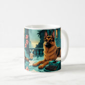 German Shepherd Dog Gentleman Vintag Kaffeetasse (VorderseiteRechts)