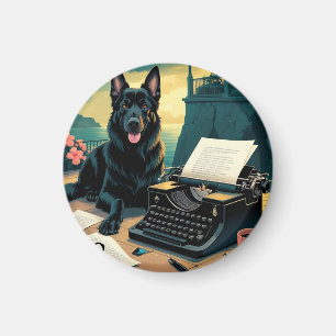 German Shepherd Dog Gentleman Vintag Magnet