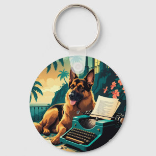 German Shepherd Dog Gentleman Vintag Schlüsselanhänger