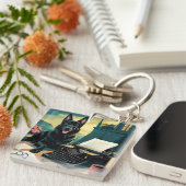 German Shepherd Dog Gentleman Vintag Schlüsselanhänger (Vorderseite rechts)