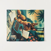 German Shepherd Dog Gentleman Vintag Wandteppich (Vorderseite (Horizontal))