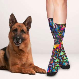 German Shepherd Dog - GSD Word art pattern Socks Socken