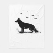 German Shepherd Dog - Halloween Moon Silhouette Cl Fleecedecke (Vorderseite)