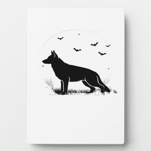 German Shepherd Dog � Halloween Moon Silhouette Cl Fotoplatte (Vorderseite)
