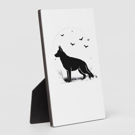German Shepherd Dog � Halloween Moon Silhouette Cl Fotoplatte (Seite)