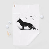 German Shepherd Dog - Halloween Moon Silhouette Cl Golfhandtuch (Insitu)