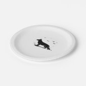 German Shepherd Dog � Halloween Moon Silhouette Cl Pappteller (Schrägansicht)