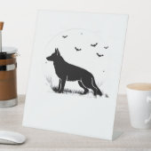 German Shepherd Dog - Halloween Moon Silhouette Cl Sockelschild (In Situ)