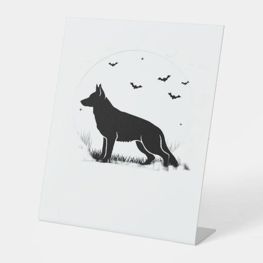 German Shepherd Dog - Halloween Moon Silhouette Cl Sockelschild (Vorderseite)