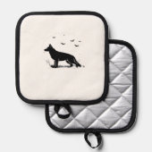 German Shepherd Dog � Halloween Moon Silhouette Cl Topflappen (Vorderseite/Rückseite)