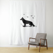 German Shepherd Dog - Halloween Moon Silhouette Cl Wandteppich (Beispiel)