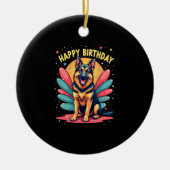 German Shepherd Dog Happy Birthday Party Shep Clot Keramik Ornament (Vorne)
