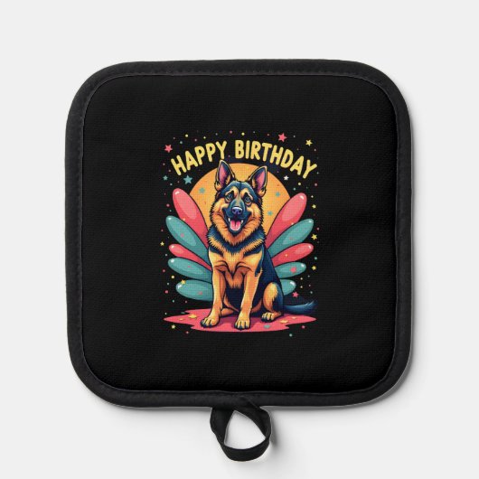 German Shepherd Dog Happy Birthday Party Shep Clot Topflappen (Vorderseite)