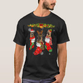 German Shepherd Dog In Socks Christmas Lights Swea T-Shirt (Vorderseite)