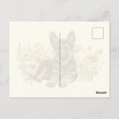 German Shepherd Dog in Wildflowers Custom Postcard Postkarte (Rückseite)