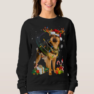 German Shepherd Dog Lights Weihnachtsmannmütze Xma Sweatshirt