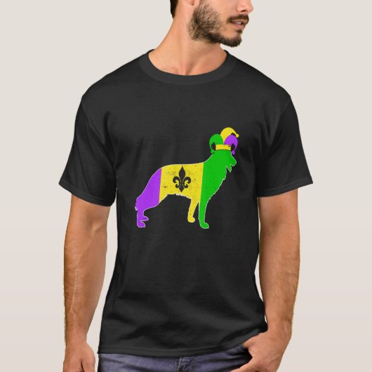 German Shepherd Dog Mardi Gras Carnivals Funny Pup T-Shirt (Vorderseite)