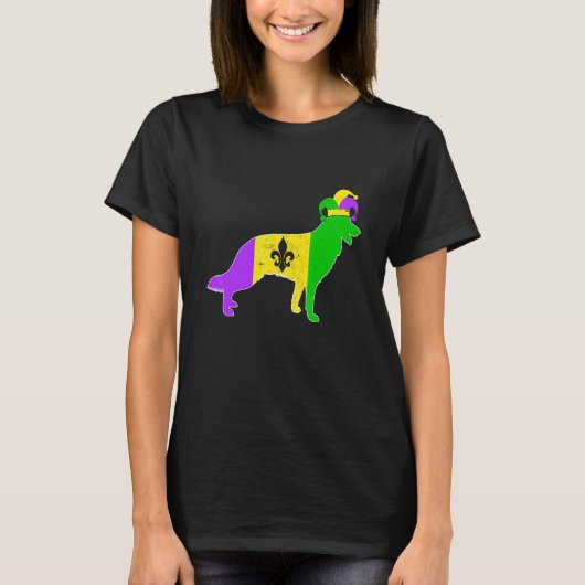 German Shepherd Dog Mardi Gras Carnivals Funny Pup T-Shirt (Vorderseite)
