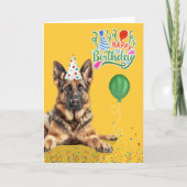 German Shepherd Dog Party Hat Yellow Birthday Karte (Vorderseite)