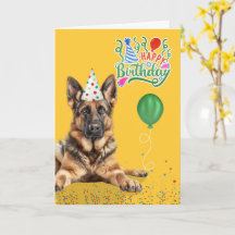 German Shepherd Dog Party Hat Yellow Birthday