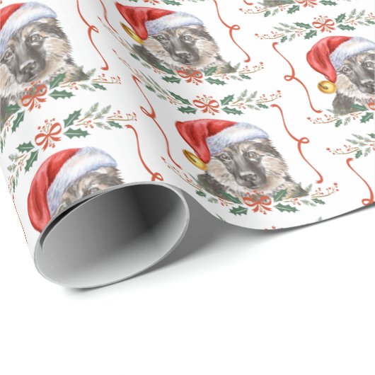 German Shepherd Dog Pattern Weihnachten Geschenkpapier (Rolleneckpunkt)