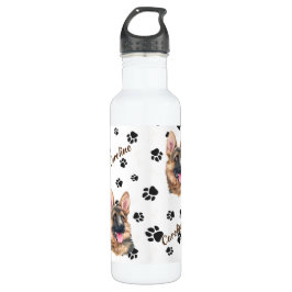 German Shepherd Dog Pawprint Edelstahlflasche